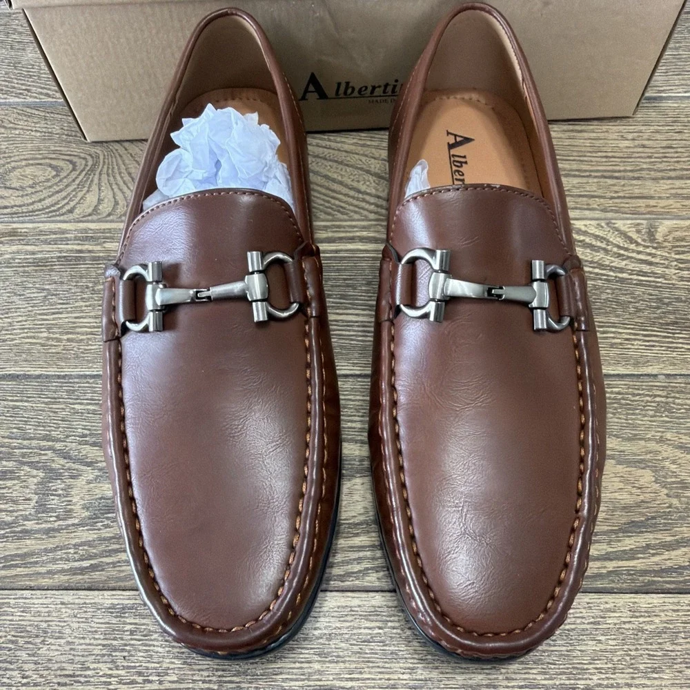 Albertini Men's Brown Bit Loafers‎ 8.5 Dress Shoe New With Box
